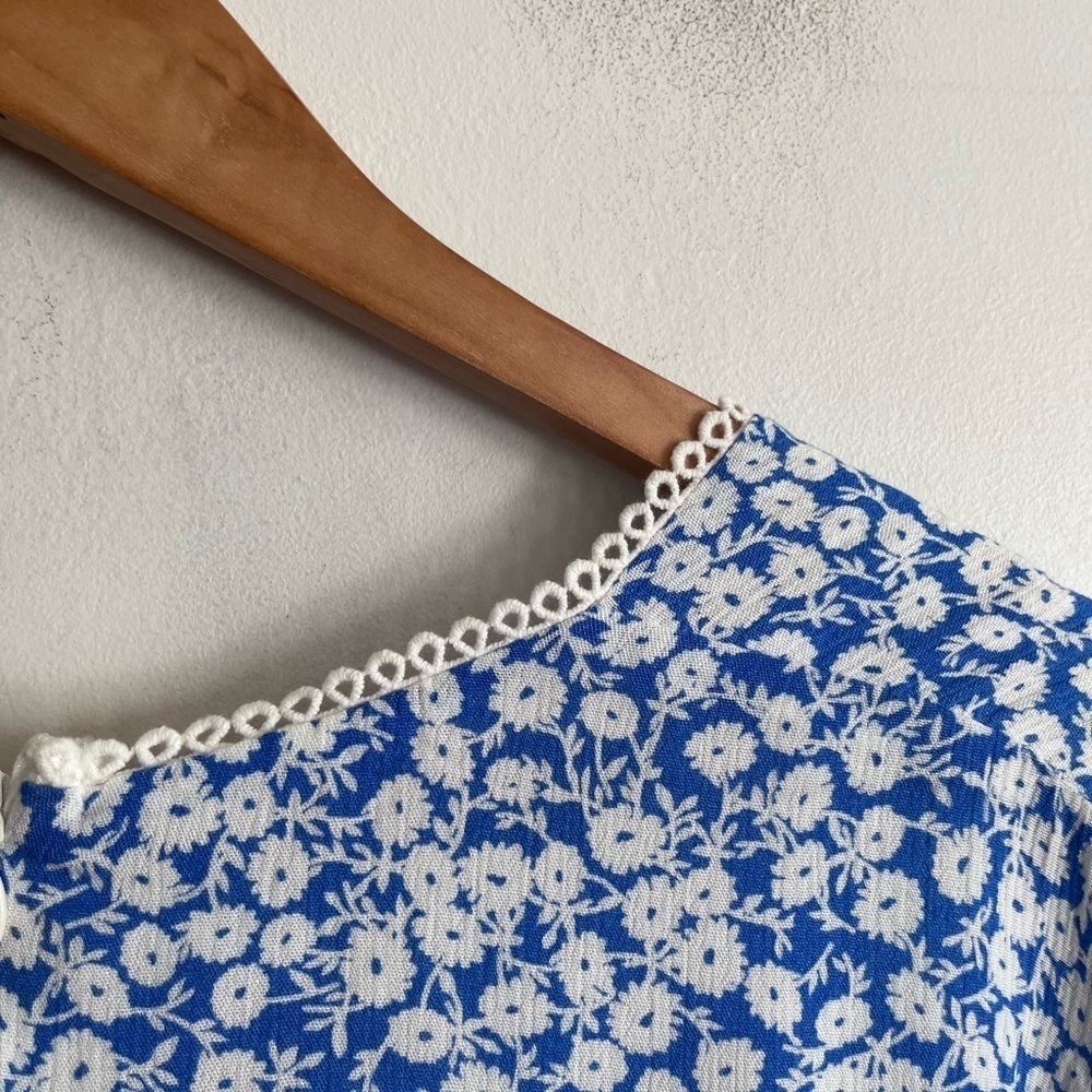 Lost + Wander Villa by the Sea Floral Picot Trim Peasant Minidress - Picture 9 of 9